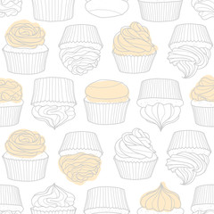 8 styles of cupcake random on white background.