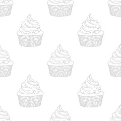 Light gray cupcakes random on white background.