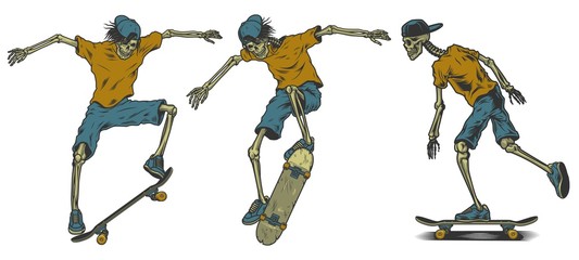 Set of skeletons skateboarders. © DGIM studio