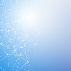 Geometric abstract background with connected line and dots. Structure molecule and communication. Scientific concept for your design. Medical, technology, science background. illustration.