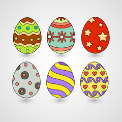 isolated flat vector colorful Easter holiday eggs collection