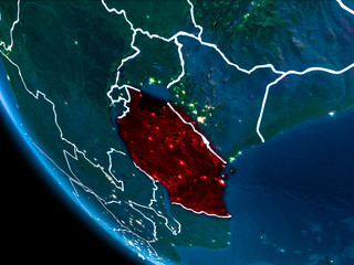 Orbit view of Tanzania at night