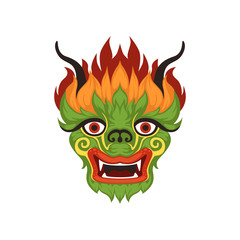 Chinese dragon face, colorful symbol of traditional Boat Festival vector Illustration on a white background