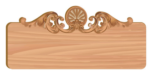 Wood Board carving ornament on white background vector illustration