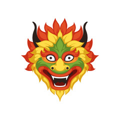 Dragon head, symbol of Chinese traditional Boat Festival vector Illustration on a white background