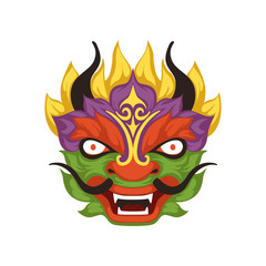 Colorful dragon head, symbol of Chinese traditional Boat Festival vector Illustration on a white background