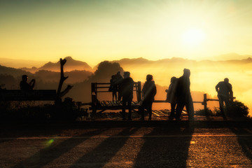 Morning light with fog. Cha Bo Viewpoint in Mae Hong Son,Thailand. Many tourists come to see the...