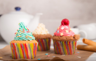 homemade cupcakes with frosting