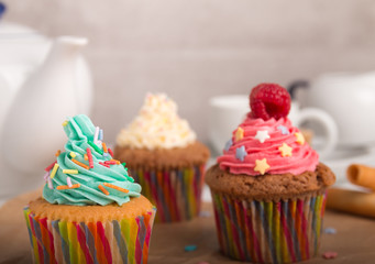 homemade cupcakes with frosting