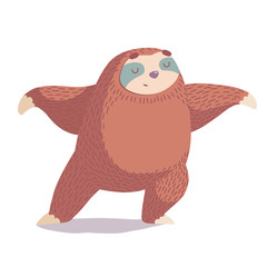cute cartoon sloth sitting in yoga pose. cartoon animal vector illustration.unique hand drawn vector illustration with sloth.