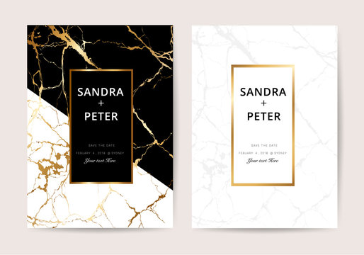 wedding cards with marble texture and gold. design for cover, banner, invitation, card Branding and identity Vector illustration.