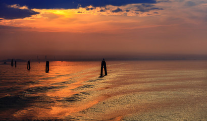 Fototapeta premium View from the sea to Venice lagoon