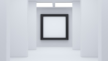 Fototapeta na wymiar 3D rendering Of Realistic Modern Gallery Room With Big Empty Frame
