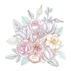 vintage vector floral composition