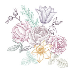 vintage vector floral composition