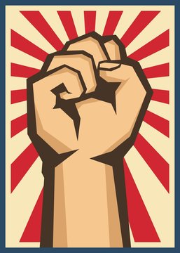 A clenched fist held raised in the air, poster style vector