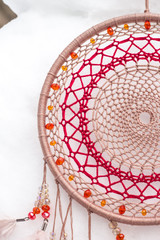 Handmade dream catcher with feathers threads and beads rope hanging