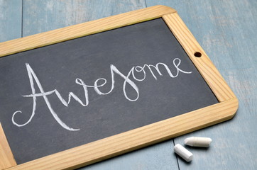 Fototapeta premium AWESOME written on blackboard