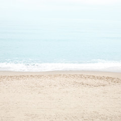 Fototapeta na wymiar Retro Pastel Beach and sea. Tranquility of turquoise water. 