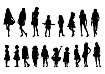 silhouettes of girls of different ages in motion