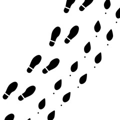 Man and woman traces. Couple footprints on white background