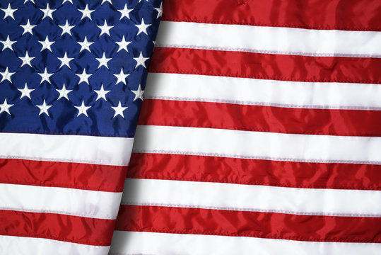 Closeup ruffled American flag