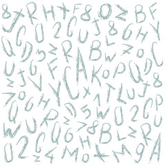 Pattern, doodle and sketch, great grey background with letters