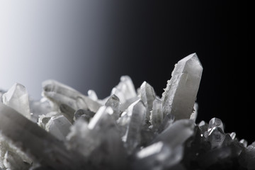 Big natural double quartz crystal isolated on white.