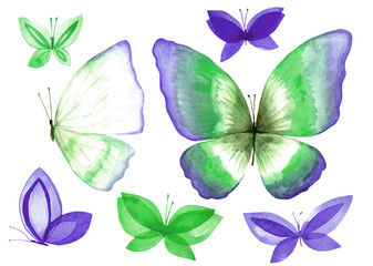 A collection of watercolor butterfly illustrations.