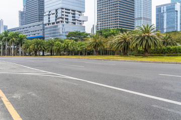 empty urban road with modern building in the city.
