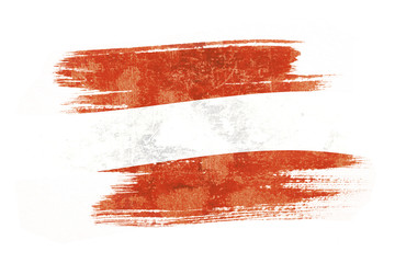 Art brush watercolor painting of Austria flag blown in the wind isolated on white background.