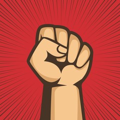 A clenched fist held raised in the air, poster style vector