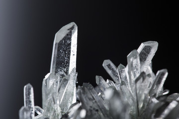 Big natural double quartz crystal isolated on white. - obrazy, fototapety, plakaty