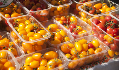 Желтые и красные помидоры