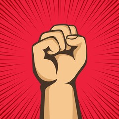 A clenched fist held raised in the air, poster style vector