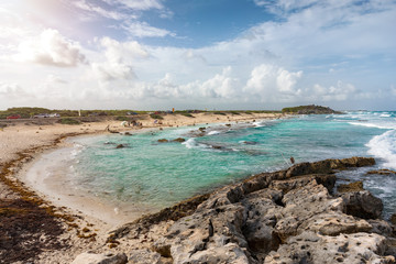 Fototapeta premium Der Playa Publica Strand an der einsamen Südküste der Insel Cozumel, Yukatan, Mexiko