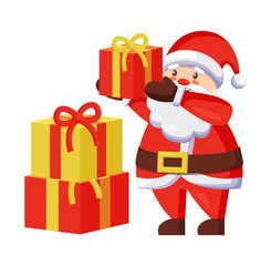 Santa Claus and Presents Icon Vector Illustration