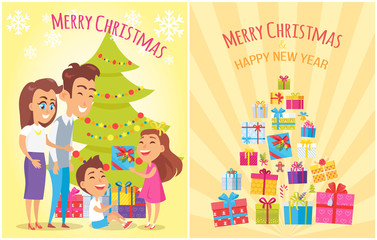 Merry Christmas New Year Vector Illustration
