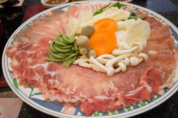 Sliced pork Before cooking
