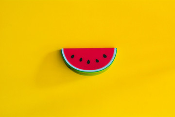 Fototapeta premium Watermelon abstract minimal yellow background, Food concept
