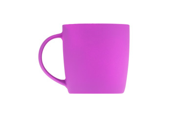 Purple cup in side view isolated on white background
