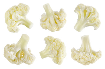 Cauliflower isolated on white. Cauliflower macro. Collection. With clipping path.