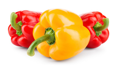 Peppers. Paprika. Bell peppers isolated on white. With clipping path.