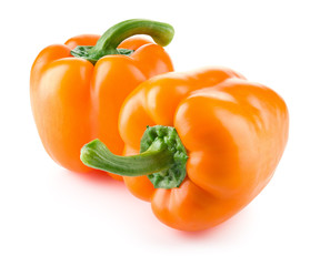 Paprika. Sweet bell peppers isolated. Orange pepper. With clipping path. Full depth of field.