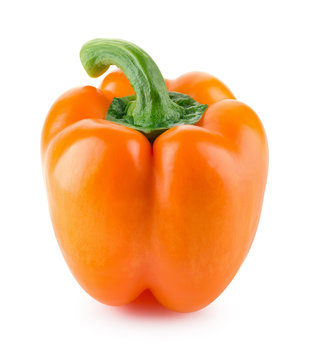 Pepper. Paprika isolated on white. Orange sweet bell pepper. With clipping path.