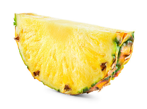 Pineapple slice on white background.