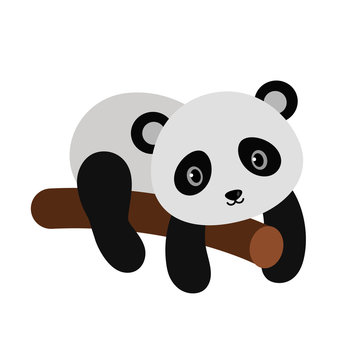 Adorable panda in flat style.