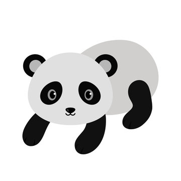 Adorable panda in flat style.