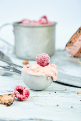 Spoon for Ice cream with strawberry.