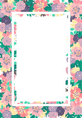 Flower design template,Vintage Flower Background,Vertical White Background